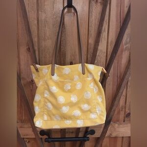 Sonoma Canvas tote with leather shoulder straps. 💛🤍💛🤍